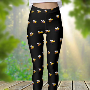 Black bumble bees cute funny leggings