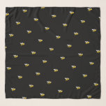 Black bumble bees cute funny  scarf<br><div class="desc">Decorated with happy,  smiling yellow and black bumble bees.  A chic black background.</div>
