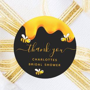 Black bumble bees sweet honey bridal shower classic round sticker