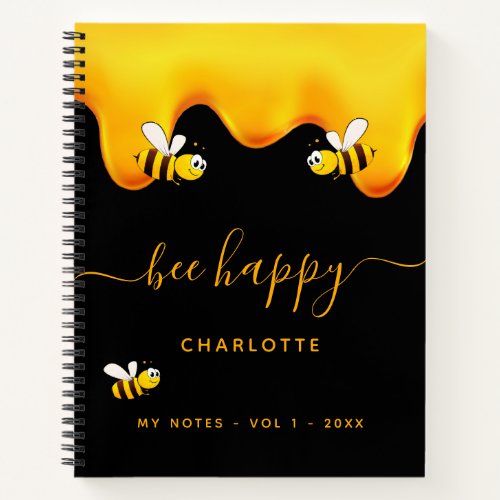 Black bumble bees sweet honey diary notebook