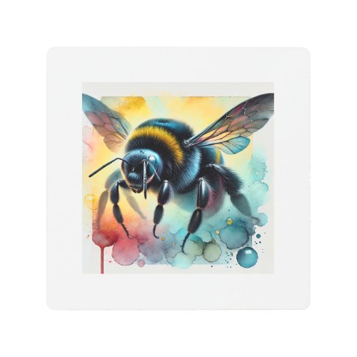 Black Bumblebee 070724AREF115 _ Watercolor Metal Print