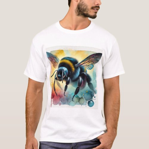 Black Bumblebee 070724AREF115 _ Watercolor T_Shirt