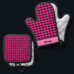 Black Bunnies on Pink Personalized Oven Mitt & Pot Holder Set<br><div class="desc">Super cute Easter or anytime pot holders with little black bunnies hopping on a pink background. Perfect for Easter or someone with a pet rabbit.</div>