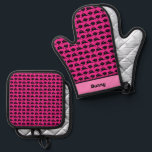 Black Bunnies on Pink Personalized Oven Mitt & Pot Holder Set<br><div class="desc">Super cute Easter or anytime pot holders with little black bunnies hopping on a pink background. Perfect for Easter or someone with a pet rabbit.</div>