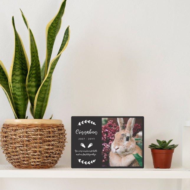 Black Bunny Paws Greenery Photo Rabbit Memorial Plaque (Creator Uploaded)
