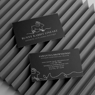 Black Bunny Rabbit Line Art Baby Animal Business Card