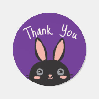 Black Bunny Thank You Small Business Party Favor Classic Round Sticker