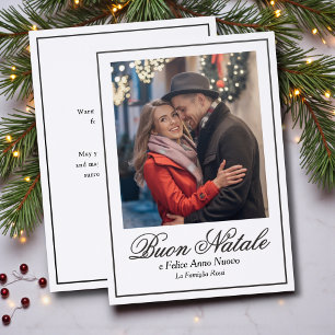 Black Buon Natale Italian Christmas Family Photo Letterpress Photo Cards