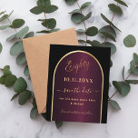 Black burgundy 80th birthday save the date card<br><div class="desc">A Save the Date card for a 80th birthday party. A black and burgundy background, decorated with a faux gold arch. Personalize and add a date and your name. The text: Eighty and Save the Date is written with a large trendy hand lettered style script. 1 sheet = 1 save...</div>