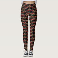 Black Burgundy Beige Diamond Harlequin Pattern Leggings