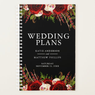 Black Burgundy Floral Boho Wedding Planner
