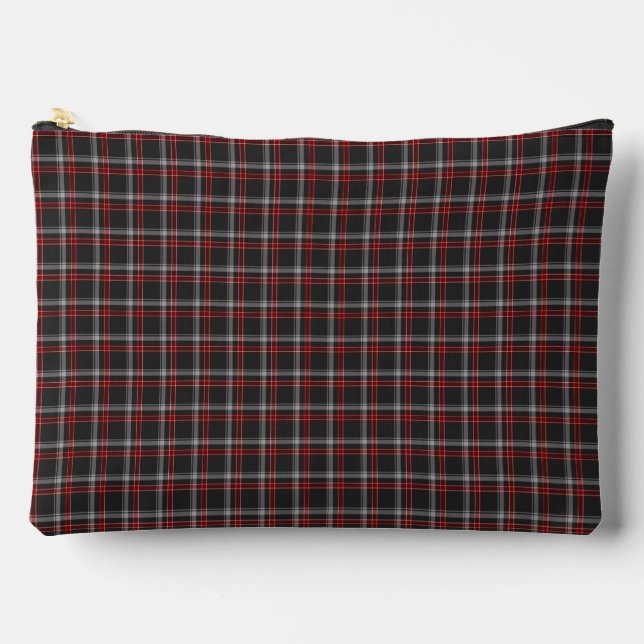 Black Burgundy Plaid Classic Pattern Accessory Pouch (Front)