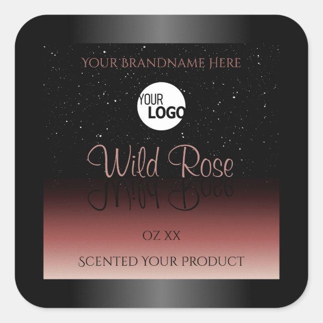 Black Burgundy Product Labels Soft Glitter Logo (Front)