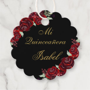 Black Burgundy Quinceañera Thank You ornament Favor Tags
