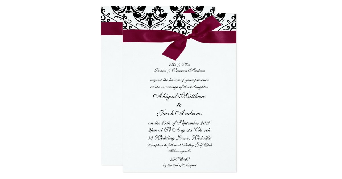 Black And Burgundy Wedding Invitations 1