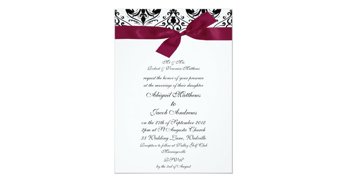 Black And Burgundy Wedding Invitations 2