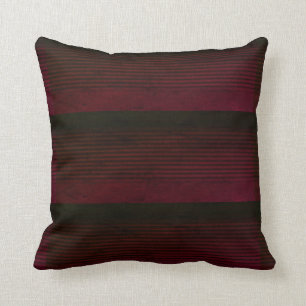 Black Burgundy Striped Throw Pillow