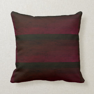 Black Burgundy Striped Throw Pillow