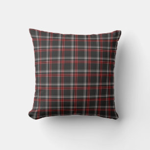 Black Burgundy White Plaid Classic Throw Pillow