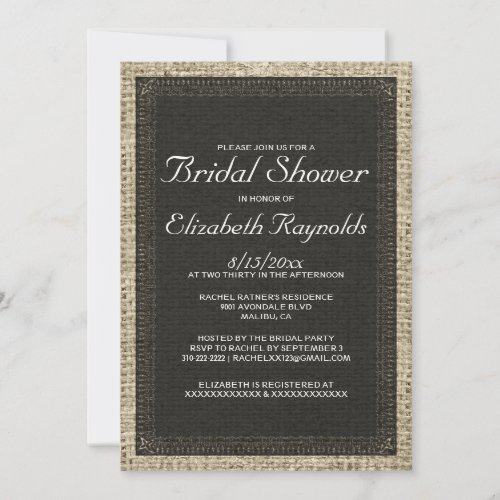 Black Burlap Bridal Shower Invitations