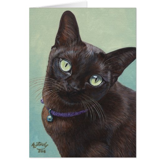 Black Burmese Cat Moose Cards (Front)