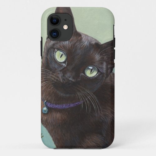 Black Burmese Cat Moose iPhone 11 Case
