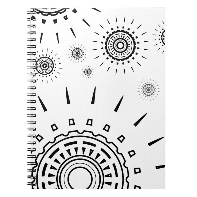Black Burst Patterns on White Notebook (Front)