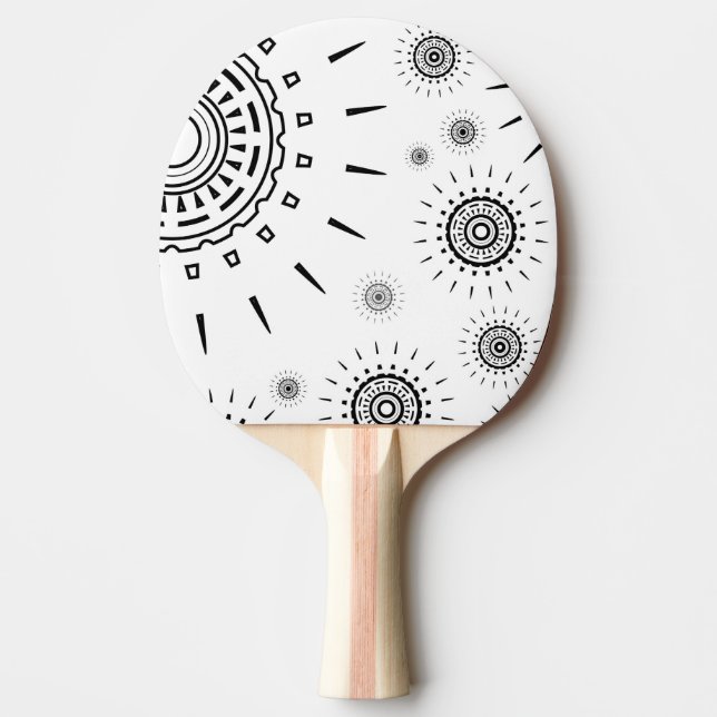 Black Burst Patterns on White Ping-Pong Paddle (Front)