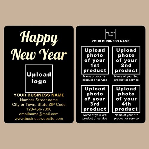Black Business Brand on New Year Foil Holiday Card