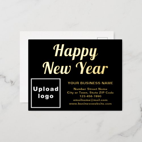 Black Business Brand on New Year Foil Holiday Postcard