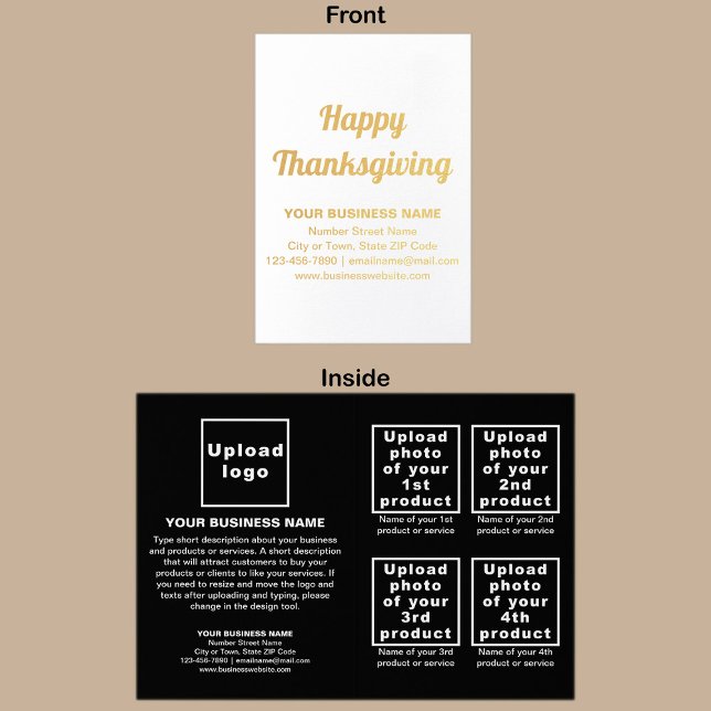 Black Business Brand on Thanksgiving Foil Card (Black business brand with products or services on Thanksgiving folded foil card.)