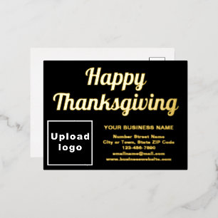 Black Business Brand on Thanksgiving Foil Holiday Postcard