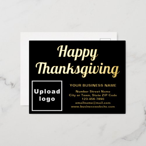 Black Business Brand on Thanksgiving Foil Holiday Postcard