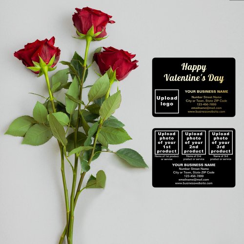 Black Business Brand on Valentine Rectangle Foil Holiday Card