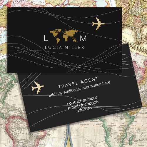 Black Business Card for a Travel AgentConsultant