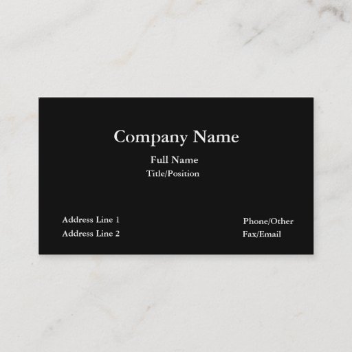 Customizable Black business card-plain