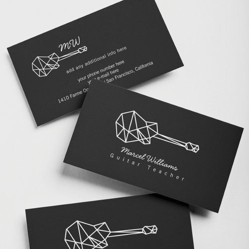 Black Business Card with a Guitar