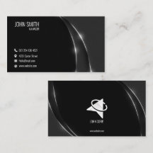 Black Business Card with Glossy Lines