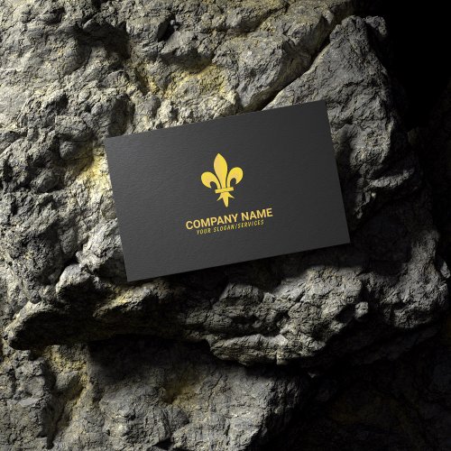 Black Business Card with Gold Fleur de Lis