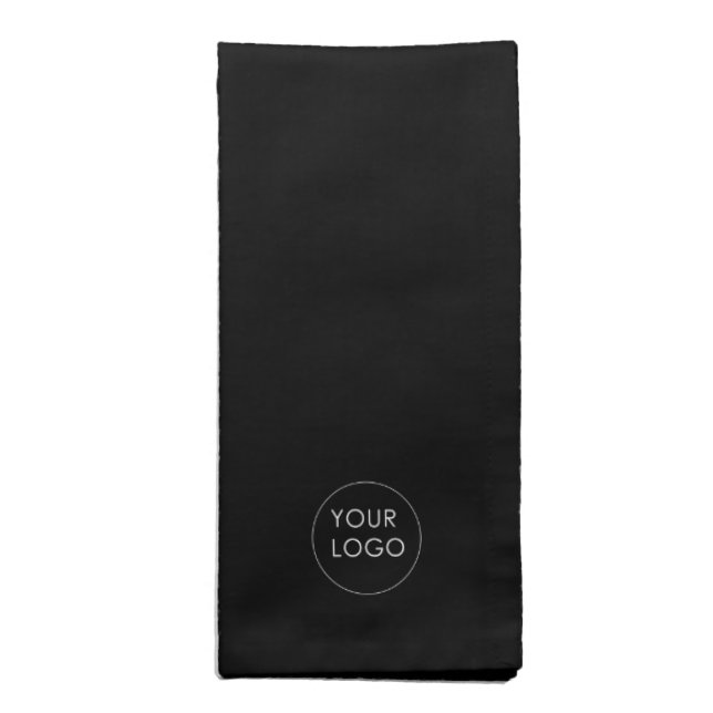 Black Business Company Add Your Logo Dinner Cloth Napkin (Folded)
