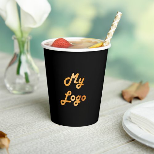 Black business company logo paper cups