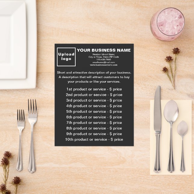 Black Business Flat Menu (Insitu(Restaurant))