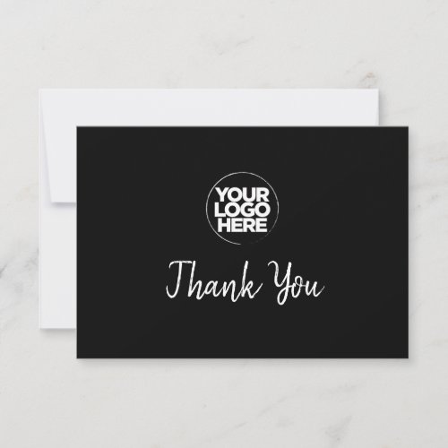 Black Business Logo And Message Thank You Card