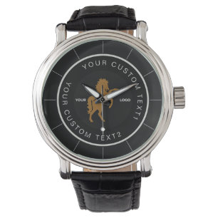 Black Business logo Company custom branded Badge Watch