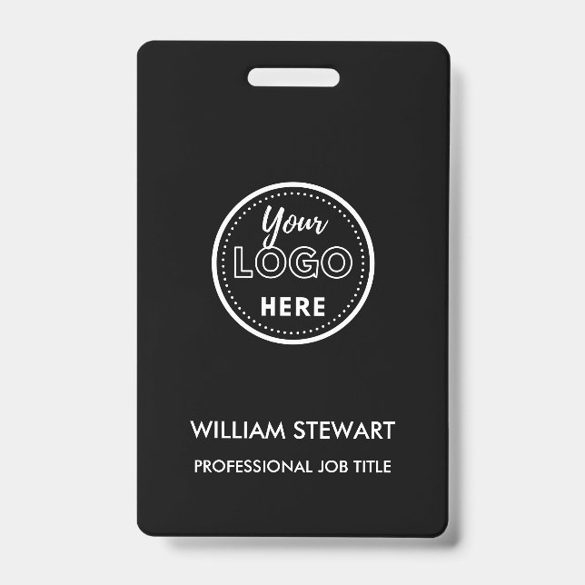 Black Business Logo Company Employee Modern Staff Badge (Front)