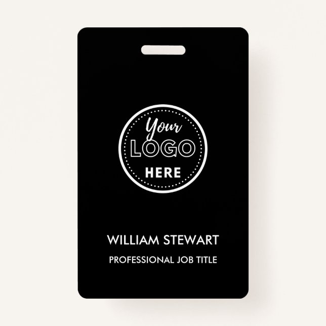 Black Business Logo Company Employee Modern Staff Badge (Front)