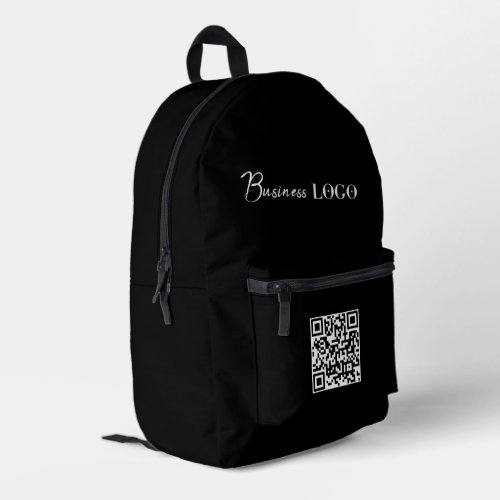 Black Business Logo Company Promotional QR Code Printed Backpack