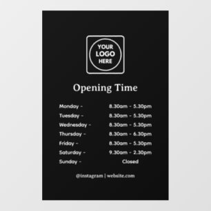 Black Business Logo Custom Opening Hours Wall Wall Decal