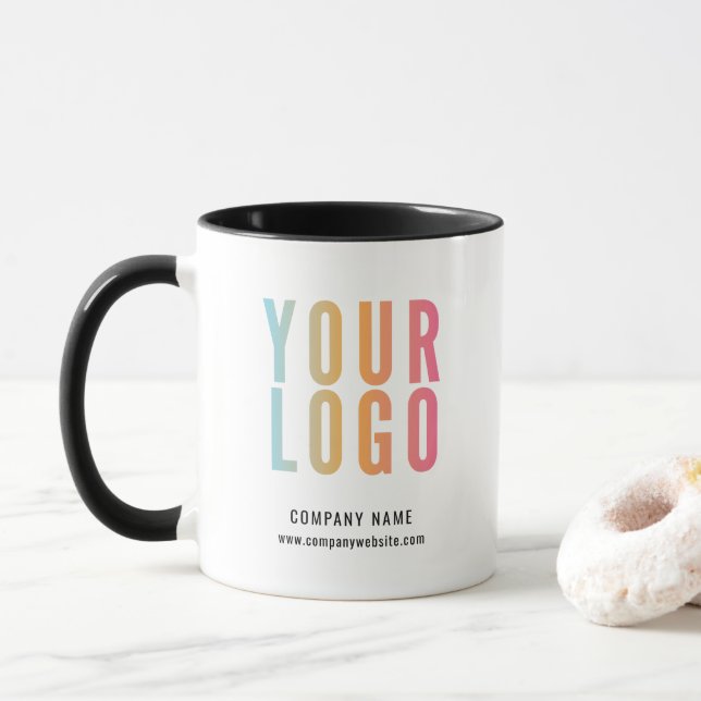 Black Business Logo Custom Promotional Mug (With Donut)
