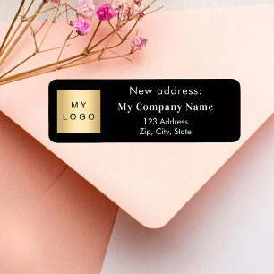 Black business logo moved new return address label